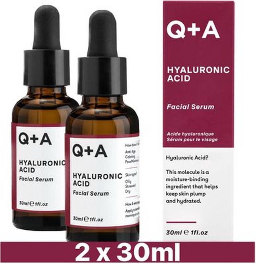 Q+A Skincare Gezichtsserum Hyaluronic Acid 2 x 30 ml Voordeelverpakking