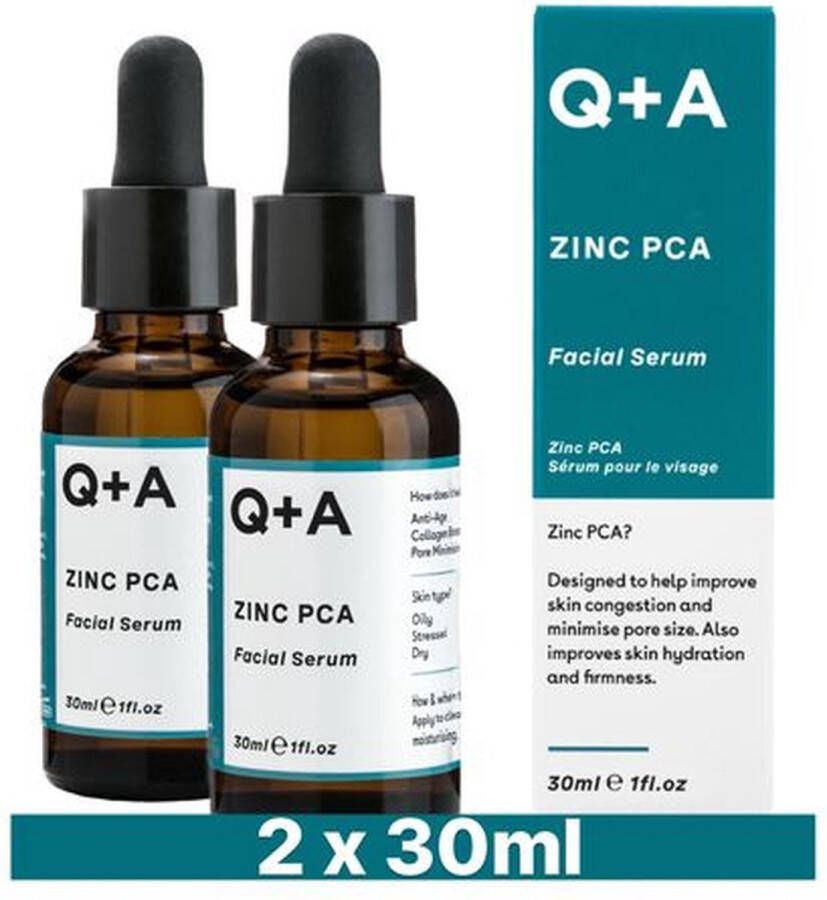 Q+A Skincare Gezichtsserum Zinc PCA 2 x 30 ml Voordeelverpakking