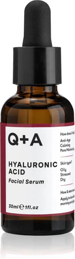 Q+A Skincare Hyaluronic Acid Facial Serum. A Super Hydrating Hyaluronic Acid Serum For