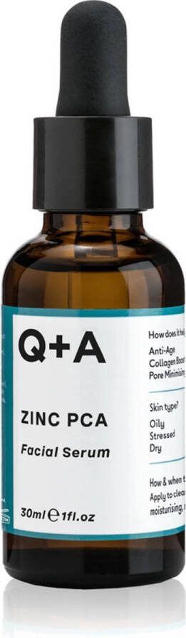 Q+A Skincare Zinc PCA Facial Serum 30ml. Een serum met Zink PCA voor een milde en effectieve oplossing tegen onzuiverheden