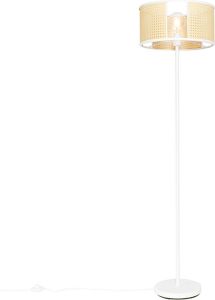 QAZQA akira Retro Vloerlamp Staande Lamp met kap 1 lichts H 1500 mm Wit Woonkamer Slaapkamer Keuken