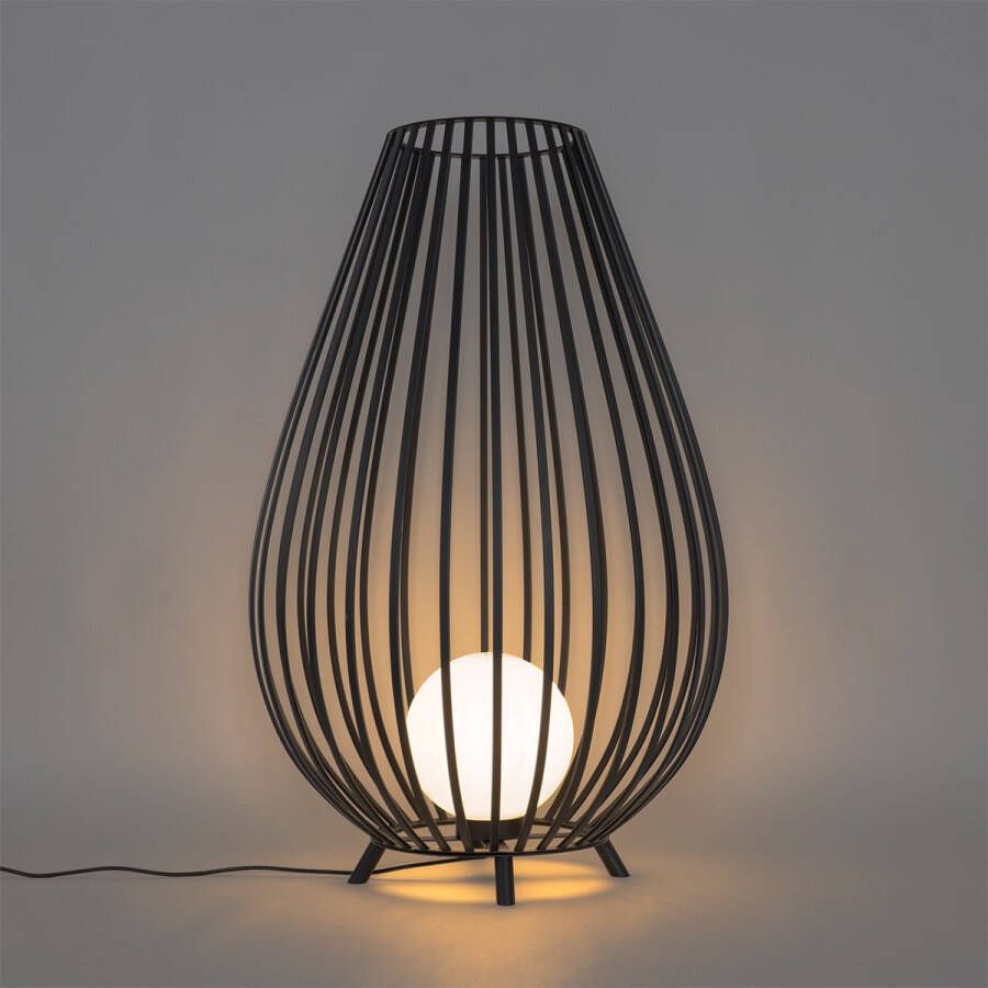 QAZQA angela Design Vloerlamp Staande Lamp 1 lichts H 110 cm Zwart Buitenverlichting