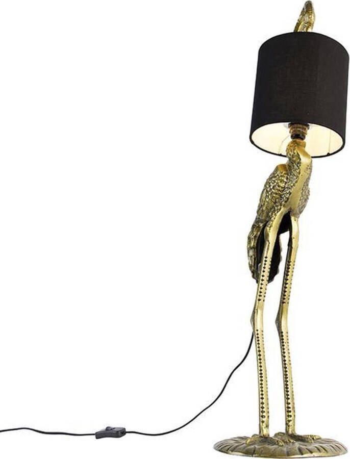 QAZQA animal-fl Landelijke Vloerlamp Staande Lamp met kap 1 lichts H 965 mm Goud messing Woonkamer Slaapkamer Keuken