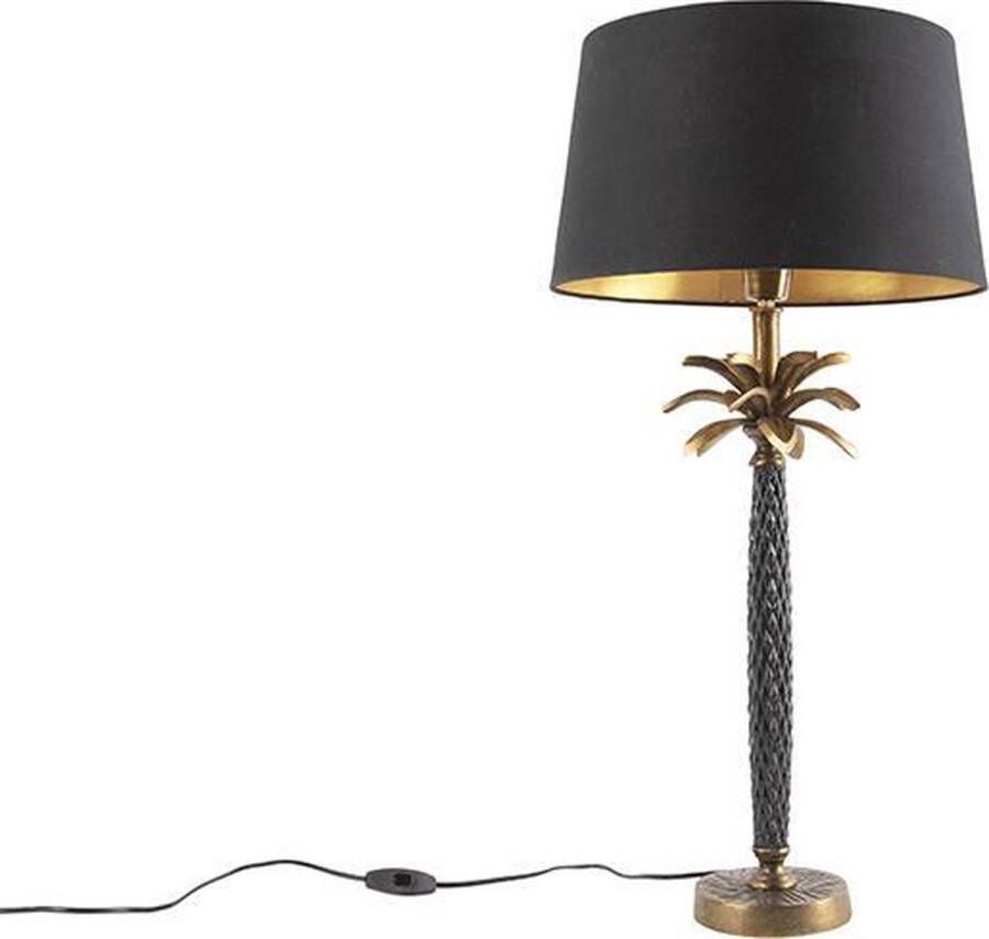 QAZQA areka Art Deco Tafellamp met kap 1 lichts H 705 mm Zwart Woonkamer Slaapkamer