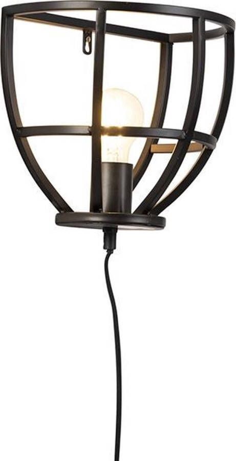 QAZQA arthur Wandlamp 1 lichts D 160 mm Zwart