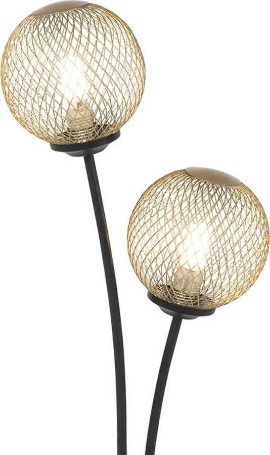 QAZQA Moderne tafellamp zwart met goud 2-lichts Athens Wire