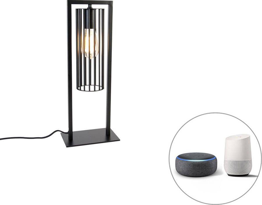 QAZQA balenco wazo Moderne Dimbare LED Smart Tafellamp incl. wifi met Dimmer 1 lichts H 50 cm Zwart Woonkamer Slaapkamer Keuken
