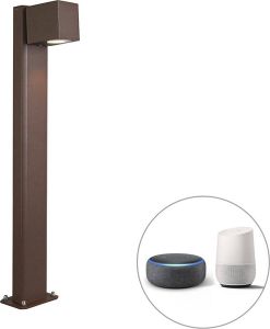 QAZQA baleno Moderne LED Smart Staande Buitenlamp Staande Lamp voor buiten incl. wifi 1 lichts H 65 cm Roestbruin Buitenverlichting
