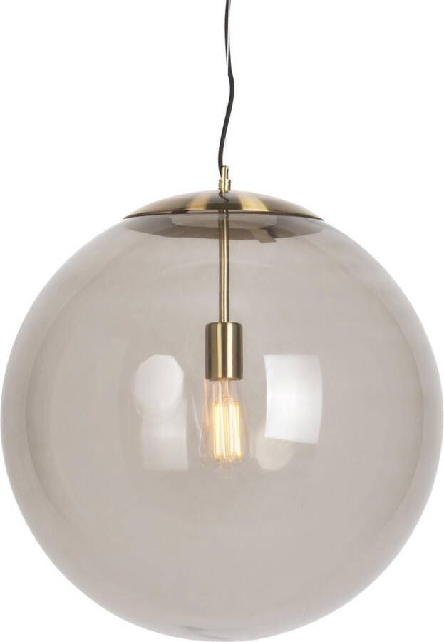 QAZQA +moderne Hanglamp Messing Met Smoke Glas 50 Cm Ball