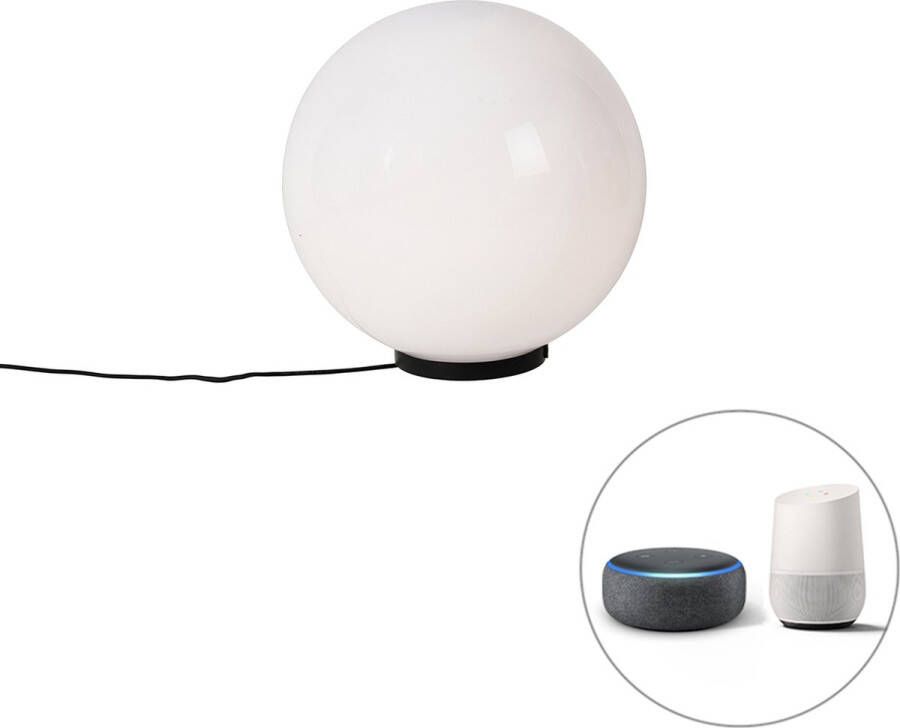 QAZQA ball spike Moderne LED Smart Priklamp Prikspot buitenlamp incl. wifi 1 lichts Ø 50 cm Wit Buitenverlichting
