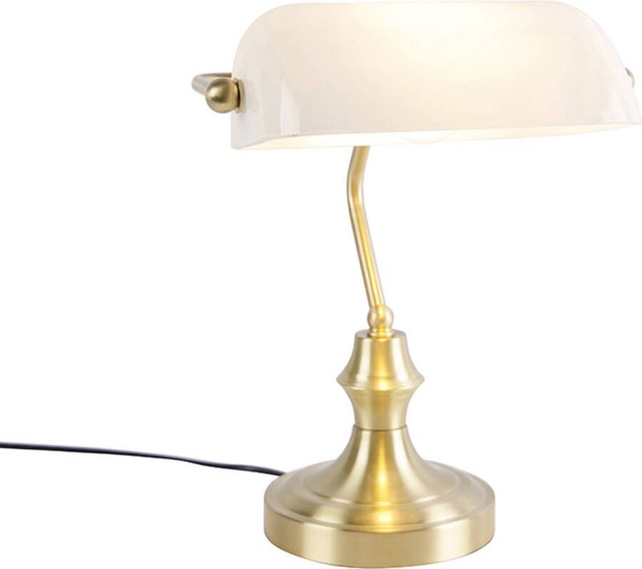 QAZQA banker Klassieke Notarislamp Bankierslamp 1 lichts H 345 mm Goud Woonkamer Slaapkamer