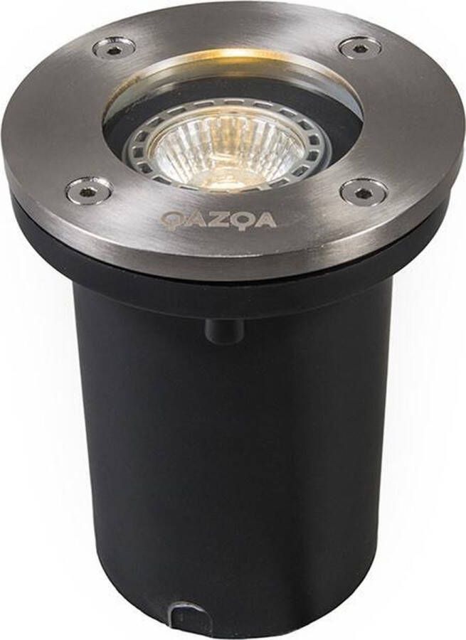 QAZQA basic Moderne Grondspot 1 lichts Ø 104 mm Staal Buitenverlichting