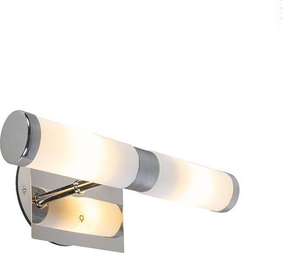 QAZQA bath Moderne Wandlamp voor binnen voor badkamer 2 lichts D 115 mm Chroom