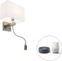 QAZQA bergamo Moderne LED Smart Wandlamp met kap incl. wifi voor binnen 1 lichts D 200 cm Wit Woonkamer Slaapkamer - Thumbnail 3