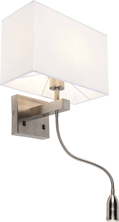 QAZQA bergamo Moderne LED Smart Wandlamp met kap incl. wifi voor binnen 1 lichts D 200 cm Wit Woonkamer Slaapkamer