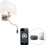 QAZQA bergamo Moderne LED Smart Wandlamp met kap incl. wifi voor binnen 1 lichts D 200 cm Wit Woonkamer Slaapkamer - Thumbnail 1