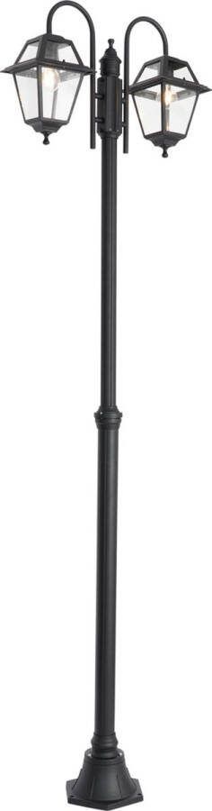 QAZQA berta Klassieke Lantaarn 2 lichts H 235 cm Zwart Buitenverlichting
