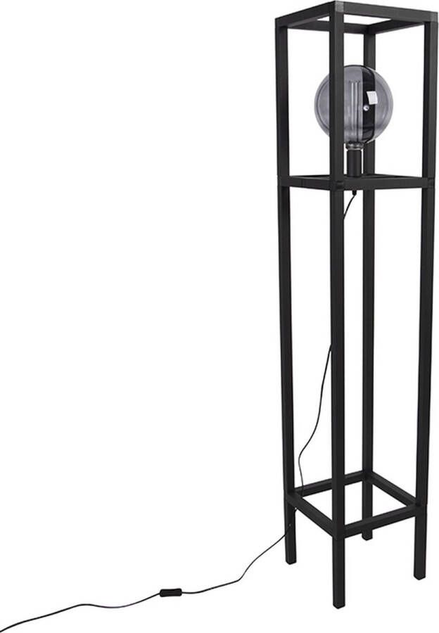 QAZQA big_cage2 Industriele Vloerlamp Staande Lamp 1 lichts H 1500 mm Zwart Industrieel Woonkamer Slaapkamer