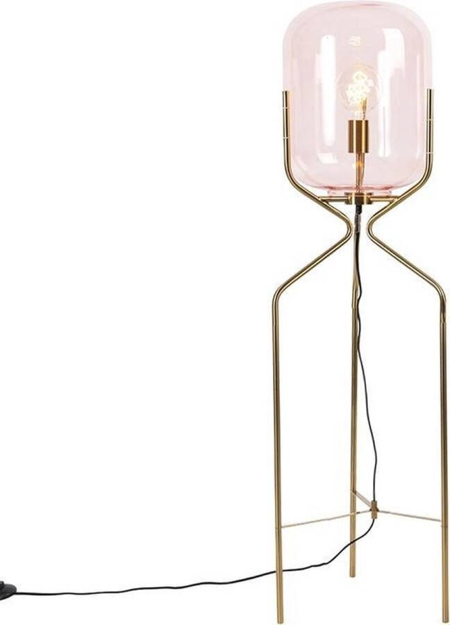 QAZQA bliss Art Deco Vloerlamp Staande Lamp 1 lichts H 120 cm Roze Woonkamer Slaapkamer Keuken