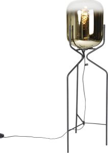 QAZQA bliss Design Vloerlamp Staande Lamp 1 lichts H 1210 mm Goud messing Woonkamer Slaapkamer Keuken