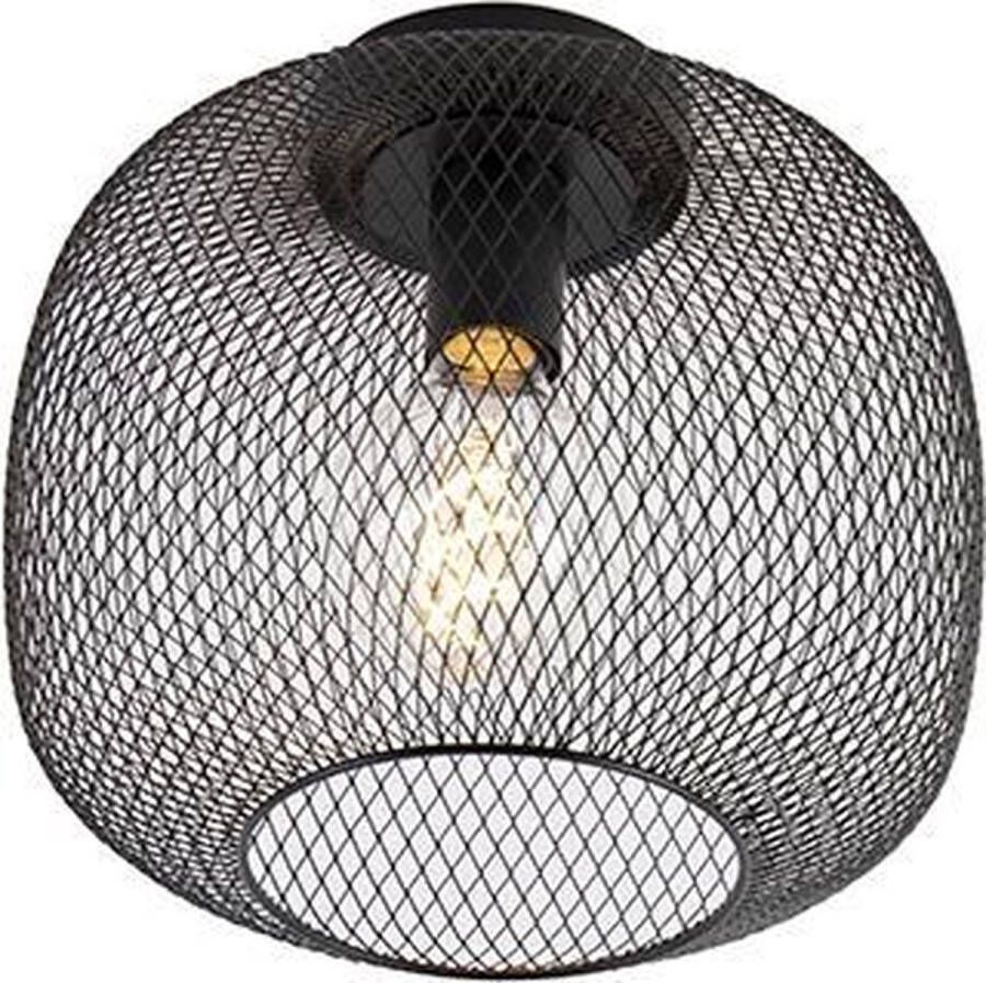 QAZQA bliss_mesh Plafondlamp 1 lichts Ø 300 mm Zwart