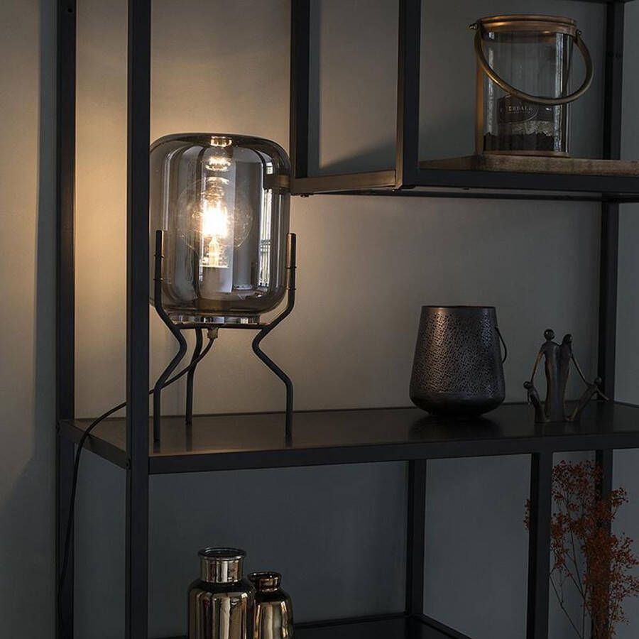 QAZQA bliss Design LED Smart Tafellamp met kap incl. wifi 1 lichts H 35.1 cm Zwart Woonkamer | Slaapkamer | Keuken