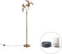 QAZQA 106187 botanica Landelijke LED Smart Vloerlamp Staande Lamp incl. wifi 2 lichts H 187 cm Goud messing Woonkamer Slaapkamer Keuken - Thumbnail 1