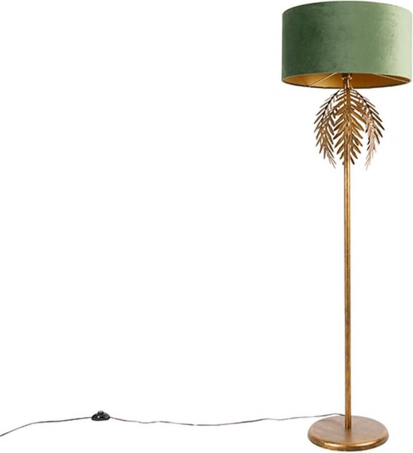 QAZQA botanica Landelijke Vloerlamp Staande Lamp met kap 1 lichts H 165 cm Groen Woonkamer Slaapkamer