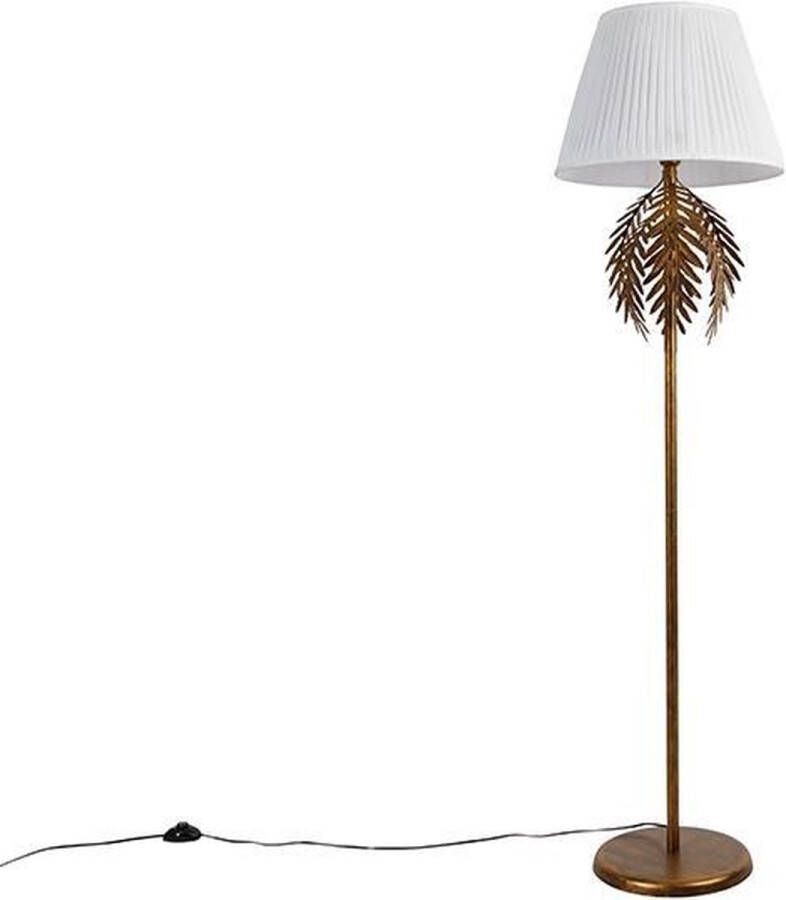 QAZQA botanica Landelijke Vloerlamp Staande Lamp met kap 1 lichts H 170 cm Wit Woonkamer Slaapkamer