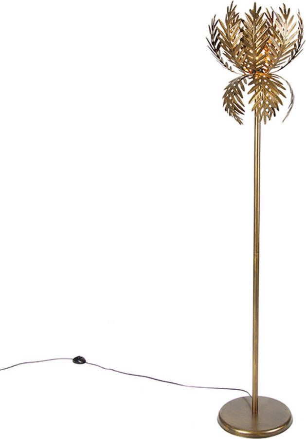 QAZQA botanica Retro Vloerlamp Staande Lamp 1 lichts H 170 cm Goud messing Woonkamer Slaapkamer Keuken