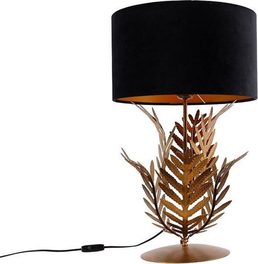 QAZQA botanica Tafellamp met lampenkap 1 lichts H 60 cm Zwart