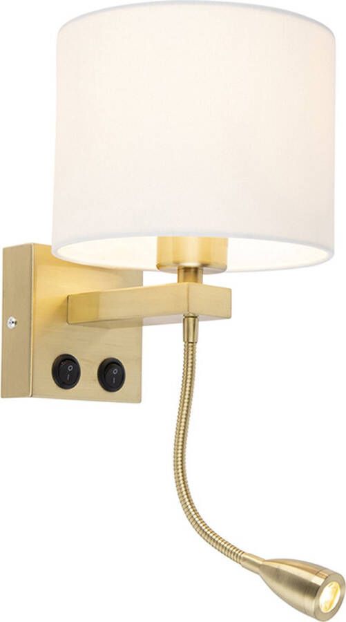 QAZQA brescia combi Art Deco LED Dimbare Smart Wandlamp met flexarm incl. wifi met Dimmer voor binnen 1 lichts D 21 cm Wit Woonkamer Slaapkamer Keuken