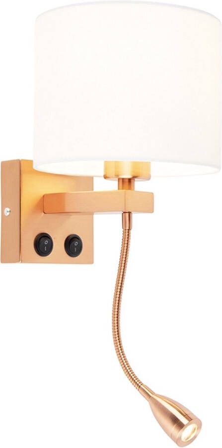 QAZQA brescia combi Moderne LED Wandlamp met flexarm voor binnen 1 lichts D 210 mm Wit Woonkamer Slaapkamer Keuken