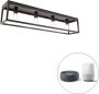 QAZQA cage Industriele Dimbare LED Smart Plafondlamp incl. wifi met Dimmer 4 lichts L 99.5 cm Zwart Industrieel Woonkamer Slaapkamer Keuken - Thumbnail 2
