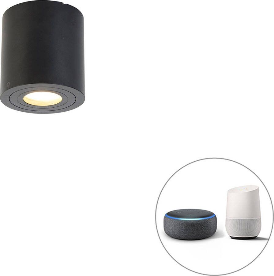 QAZQA capa Moderne LED Dimbare Smart Plafondspot Spotje Opbouwspot incl. wifi met Dimmer 1 lichts Ø 9 cm Zwart