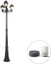 QAZQA capital Klassieke LED Smart Lantaarn incl. wifi 3 lichts H 216 cm Zwart Buitenverlichting - Thumbnail 1