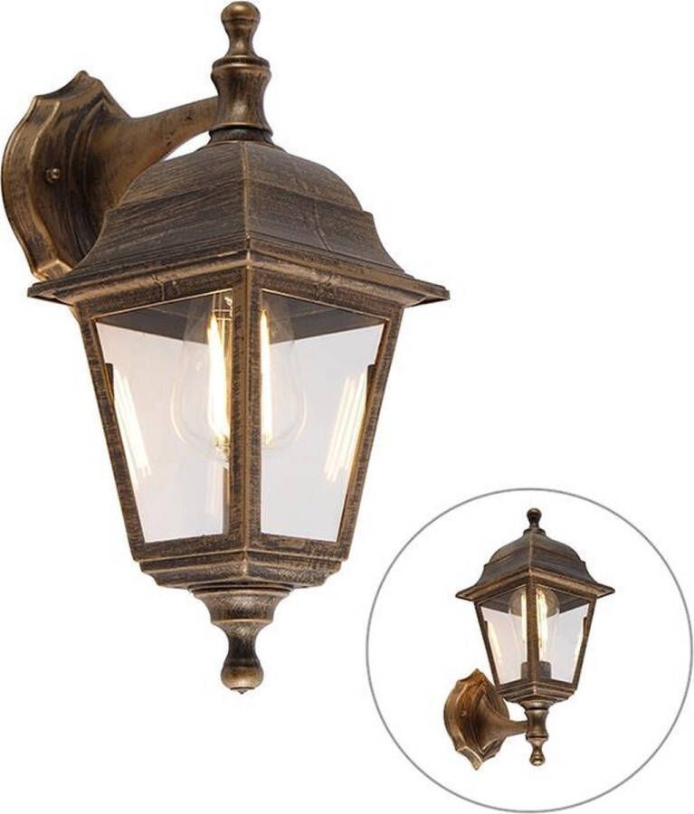 QAZQA capital Klassieke Wandlamp voor buiten 1 lichts D 197 mm Goud messing Buitenverlichting