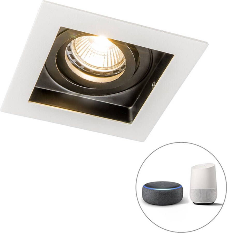 QAZQA carree Moderne LED Smart Inbouwspot incl. wifi 1 lichts L 103 mm Zwart Woonkamer Slaapkamer Keuken