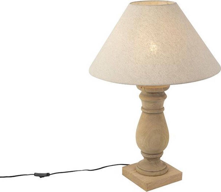 QAZQA catnip tl Tafellamp met lampenkap 1 lichts H 715 mm Beige