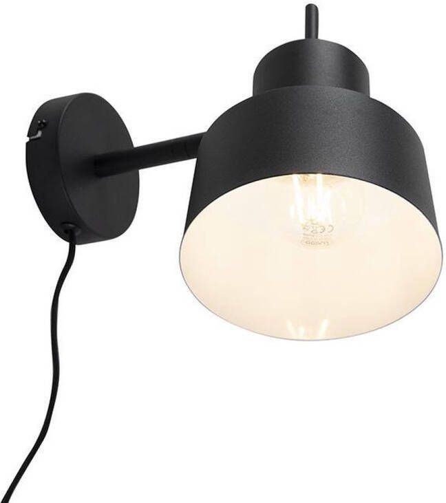 QAZQA chappie Retro Wandlamp voor binnen 1 lichts L 260 mm Zwart Woonkamer Slaapkamer Keuken