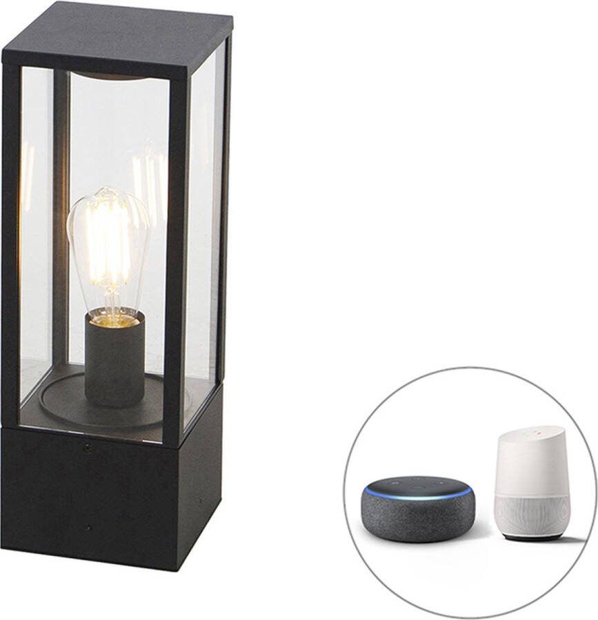 QAZQA charlois Design Dimbare LED Smart Staande Buitenlamp Staande Lamp voor buiten incl. wifi met Dimmer 1 lichts H 40 cm Zwart Buitenverlichting