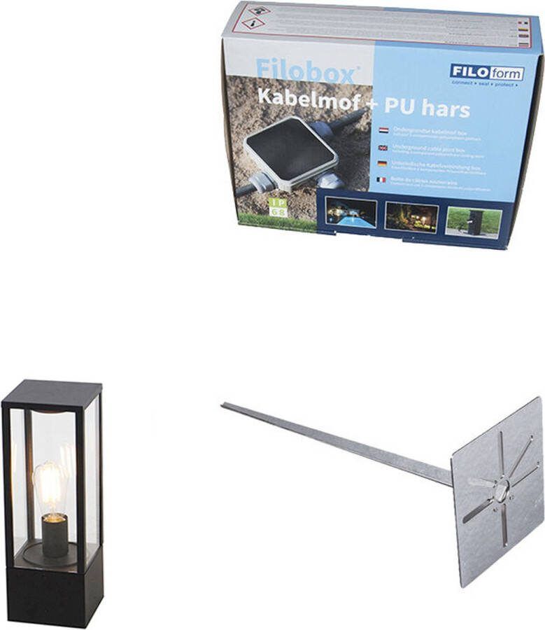 QAZQA charlois Design Staande Buitenlamp Staande Lamp voor buiten 1 lichts H 40 cm Zwart Buitenverlichting