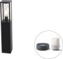 QAZQA charlois Industriele Dimbare LED Smart Staande Buitenlamp Staande Lamp voor buiten incl. wifi met Dimmer 1 lichts H 80 cm Zwart Industrieel Buitenverlichting - Thumbnail 2