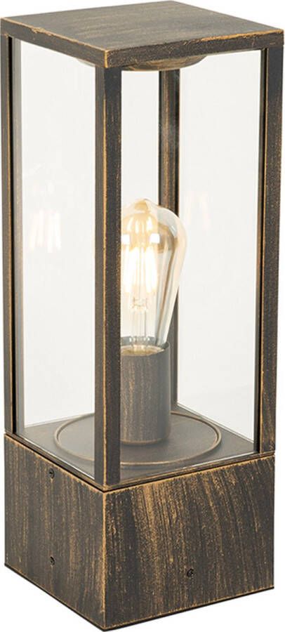 QAZQA charlois Industriele Staande Buitenlamp Staande Lamp voor buiten 1 lichts H 40 cm Goud messing Industrieel Buitenverlichting