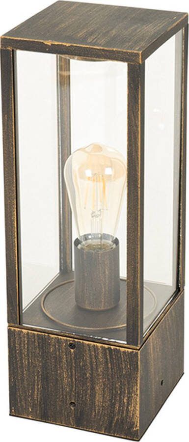 QAZQA charlois Industriele Staande Buitenlamp Staande Lamp voor buiten 1 lichts H 40 cm Goud messing Industrieel Buitenverlichting