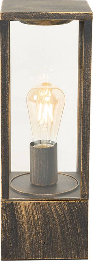 QAZQA charlois Industriele Staande Buitenlamp Staande Lamp voor buiten 1 lichts H 40 cm Goud messing Industrieel Buitenverlichting