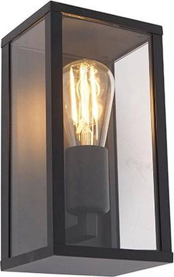 QAZQA Industriële wandlamp zwart 26 cm IP44 Charlois