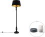 QAZQA classico Klassieke Dimbare LED Smart Vloerlamp Staande Lamp met kap incl. wifi met Dimmer 1 lichts H 155 cm Zwart Goud Woonkamer Slaapkamer Keuken - Thumbnail 2