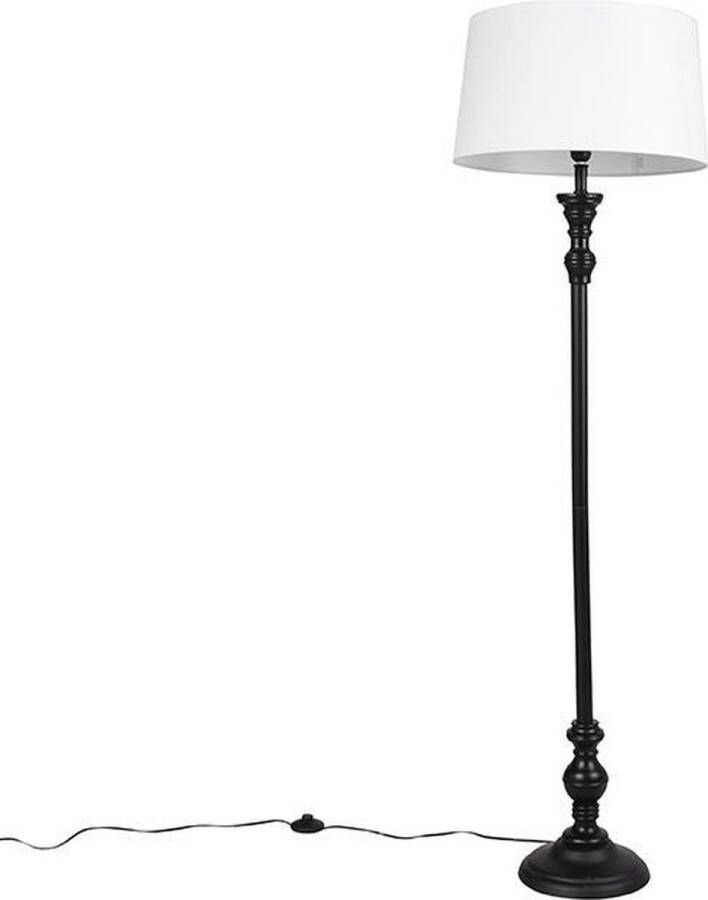 QAZQA classico Klassieke Vloerlamp Staande Lamp met kap 1 lichts H 1575 mm Wit Woonkamer Slaapkamer Keuken