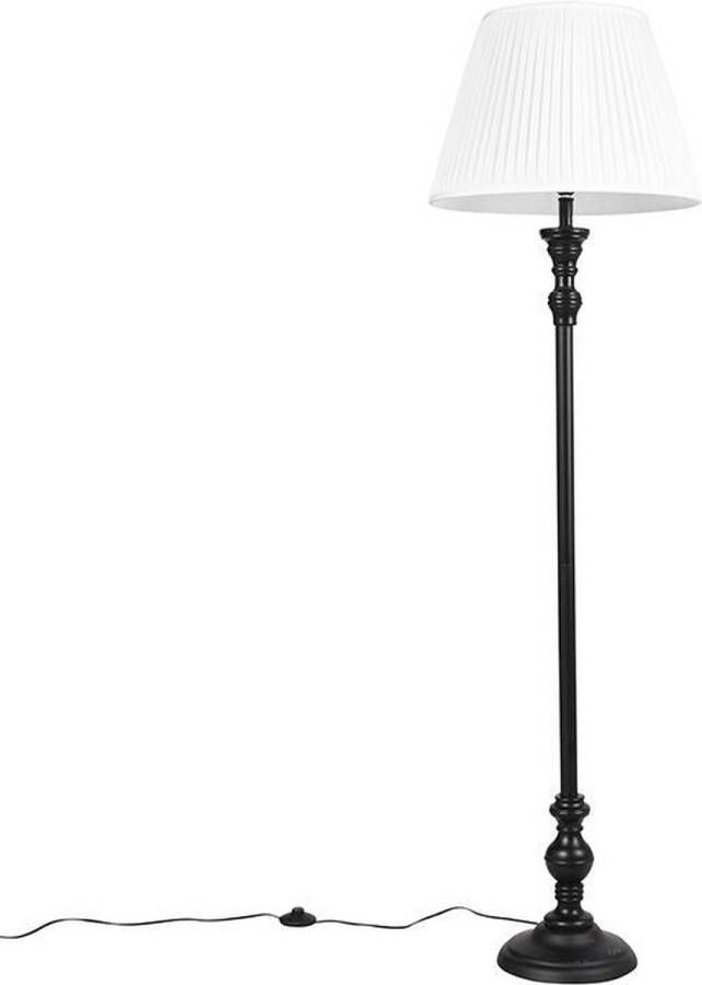 QAZQA classico Klassieke Vloerlamp Staande Lamp met kap 1 lichts H 161 cm Wit Woonkamer Slaapkamer Keuken